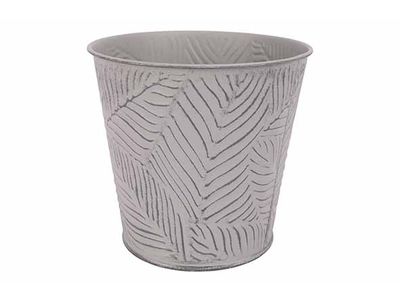 Bloempot Leaves Grijs 14x10xh12,7cm Rond  Conisch Metaal