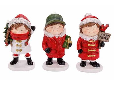 Kind Boy Girl 3ass Rood Wit 8x7xh14cm Po Lyresin