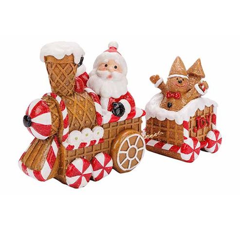 Kerstman In Coockie Train Bruin 22x7xh12 Cm Polyresin  Cosy @ Home