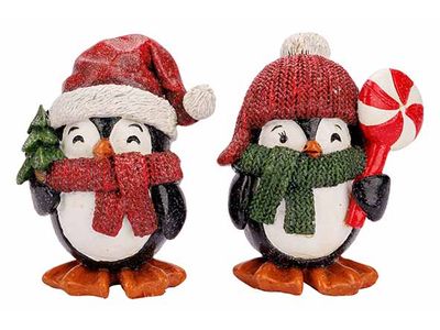 Pinguin 2ass Rood Wit 8x7xh10cm Polyresi N