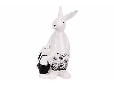 Lapin Father-child Dotted Blanc - Noir 11,1x7,7xh20,5cm Autre Dolomite