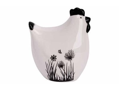 Kip Flowers Wit - Zwart 8x5,5xh9,5cm And Ere Dolomiet