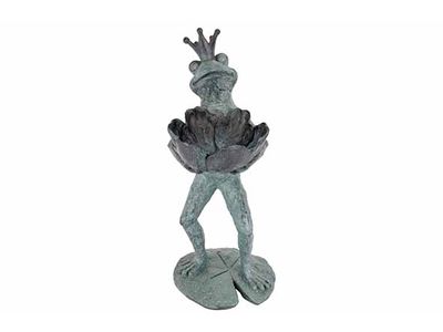 Kikker Bird Feeder Grijsgroen 17,2x18,5x H35,5cm Langwerpig Polyresin