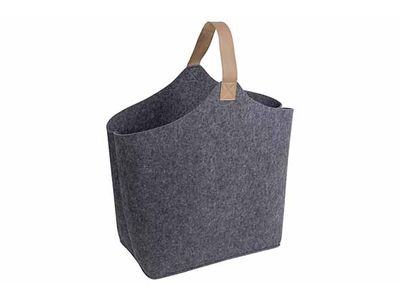 Mand Leather Handle Donkergrijs 50x30xh6 0cm Vilt