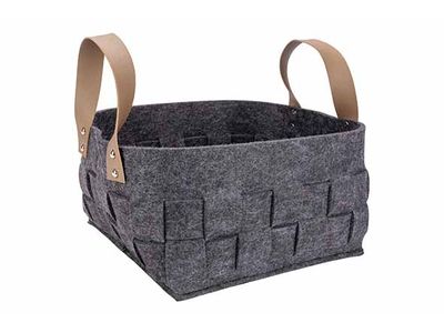 Mand Woven Donkergrijs 25x25xh16cm Vilt 