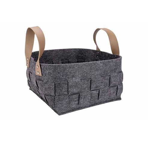 Panier Woven Gris Fonce 25x25xh16cm Feut Re  Cosy @ Home