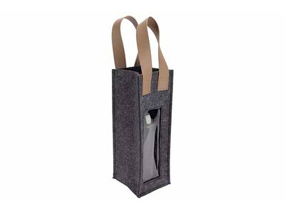 Porte Bouteille Vin Window Gris Fonce 12 X12xh33cm Feutre
