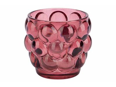 Theelichthouder Bubble Bordeaux 8x8xh7cm  Rond Glas