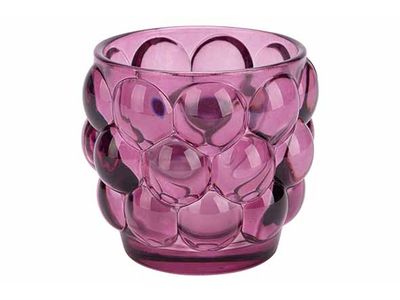 Theelichthouder Bubble Paars 8x8xh7cm Ro Nd Glas