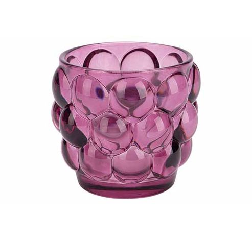 Theelichthouder Bubble Paars 8x8xh7cm Ro Nd Glas  Cosy @ Home