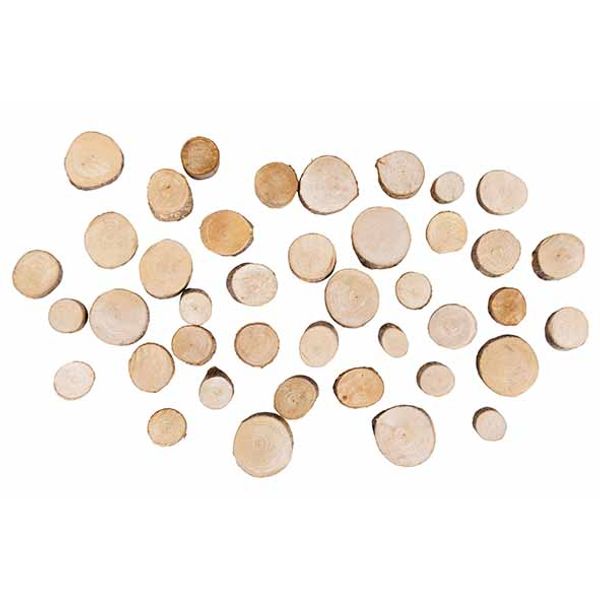 Cosy @ Home Strooideco Wood Disk In Net 250gr Natuur  15x15xh6cm Rond Hout