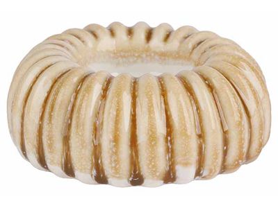 Theelichthouder Stripe Beige 9x9xh4cm Ke Ramiek