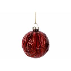 Kerstbal Marble Donkerrood D8cm Glas  