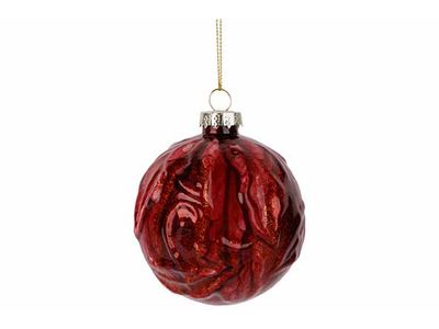 Boule Noel Marble Rouge Fonce D8cm Verre 