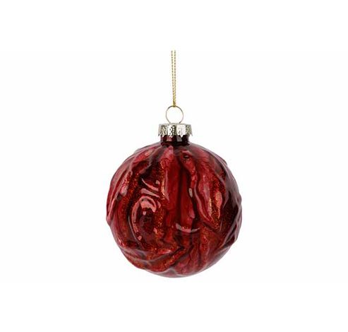 Kerstbal Marble Donkerrood D8cm Glas   Cosy @ Home