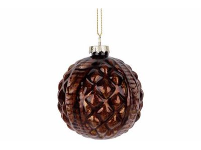 Boule Noel Bubble Brun D8cm Verre 