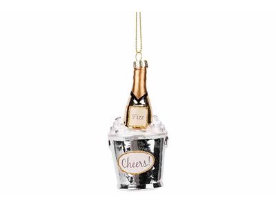 Hanger Champagne In Bucket Zilver 5x5xh1 1cm Glas