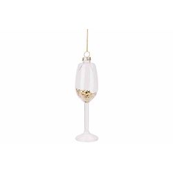 Hanger Glass Of Champagne Transparant 4x 4xh14cm Glas 