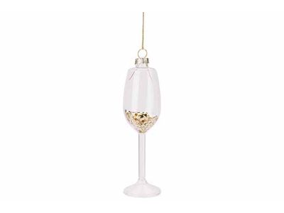 Hanger Glass Of Champagne Transparant 4x 4xh14cm Glas