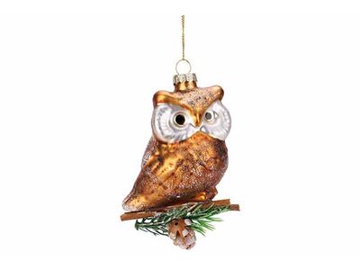 Hanger Owl Bruin 8x6xh11cm Glas 