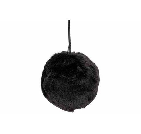 Kerstbal Fur Zwart 10x10xh10cm Rond Foam   Cosy @ Home