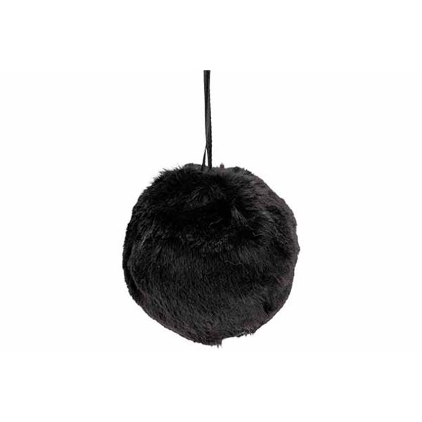 Kerstbal Fur Zwart 10x10xh10cm Rond Foam  