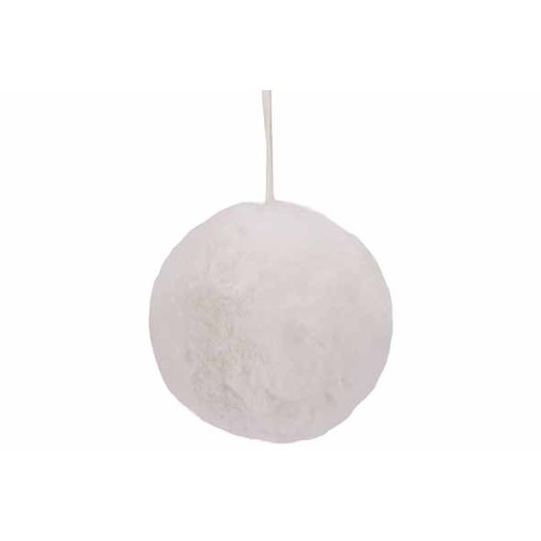 Kerstbal Fur Creme 10x10xh10cm Rond Foam  