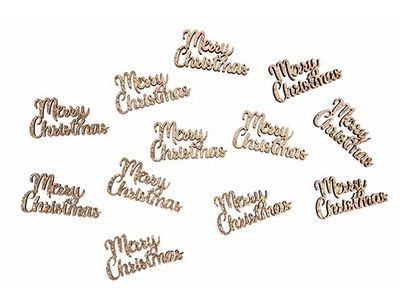 Deco A Disperser Set12 Merry Christmas C Hampagne 9x2xh12cm Bois