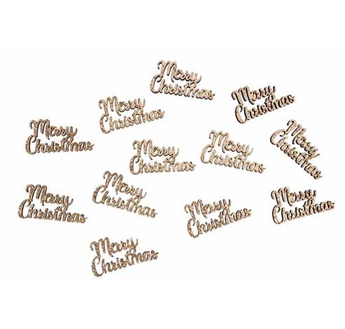 Strooideco Set12 Merry Christmas Champag Ne 9x2xh12cm Hout  Cosy @ Home