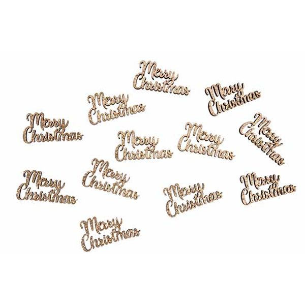 Cosy @ Home Strooideco Set12 Merry Christmas Champag Ne 9x2xh12cm Hout