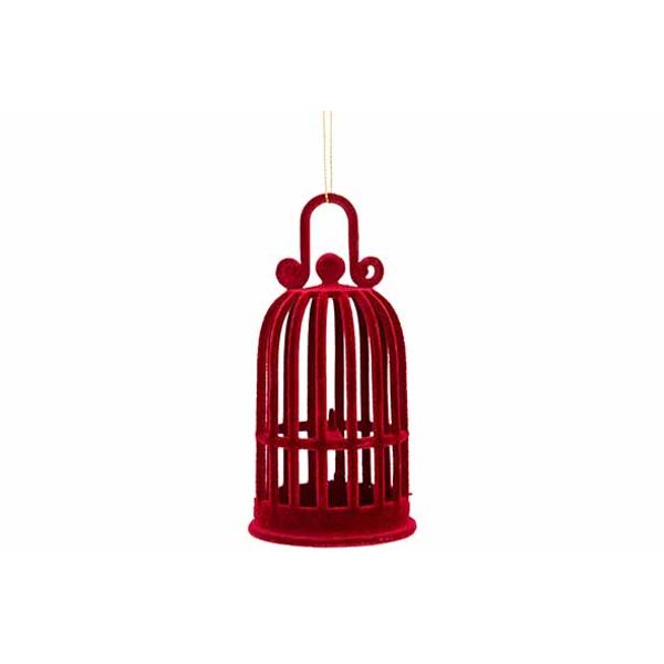 Hanger Bird Cage Flocked Bordeaux  6x6xh13cm Kunststof 