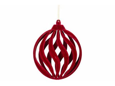 Boule Noel Cotton Bordeaux 13x1x H16cm Plastic