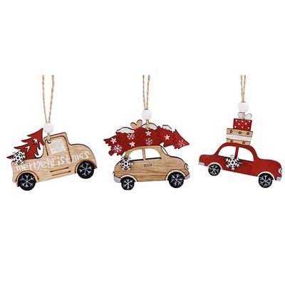 Hanger Set6 Cars Rood 7xh8cm Hout   Cosy @ Home