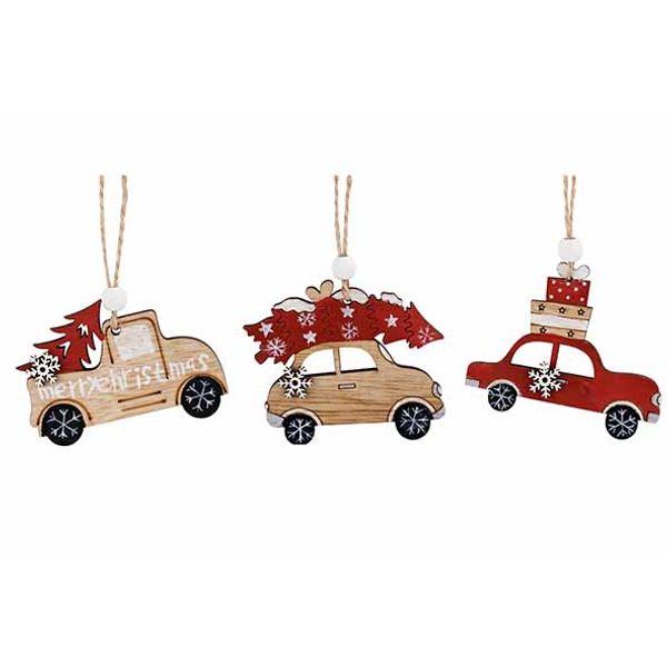 Hanger Set6 Cars Rood 7xh8cm Hout  