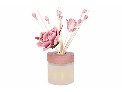 Geurdiffuser Pine Needle Rosemarry Roze 100ml 12x9xh27cm Glas