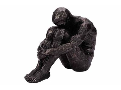 Beeld Man Zwart 24x13xh20cm Resin 