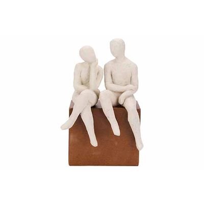 Statue Talking Men Creme 14x9xh22cm Resi Ne  Cosy @ Home