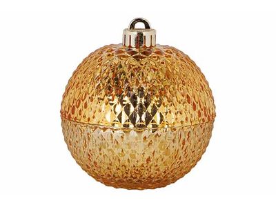Geurkaars Xmas Ball Vanilla Goud 11x11xh 13cm Glas