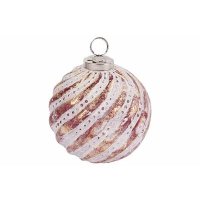 Boule Noel Antique Gold Creme D10cm Verr E  Cosy @ Home