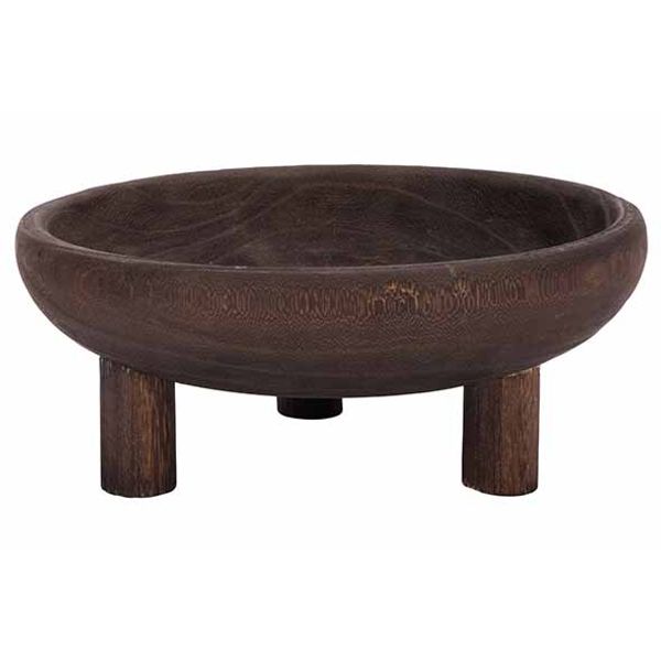 Cosy @ Home Schaal On Foot Zwart 23,5x23,5xh9cm Rond  Hout