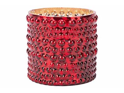 Theelichthouder Bubbles Donkerrood 8x8xh 8cm Glas