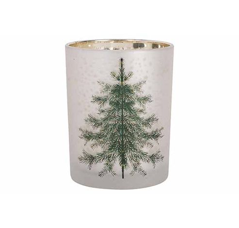 Theelichthouder Green Tree Wit Goud 10x1 0xh12,5cm Glas  Cosy @ Home