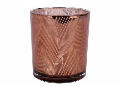 Bougeoir Waves Brun 7x7xh8cm Verre 