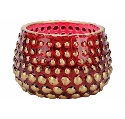 Theelichthouder Golden Dots Rood 8x8xh6c M Glas  Cosy @ Home