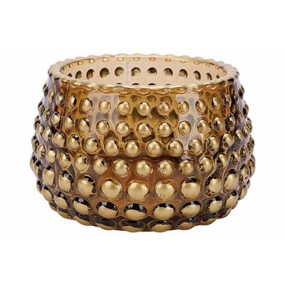 Theelichthouder Golden Dots Donkergroen 8x8xh6cm Glas  Cosy @ Home