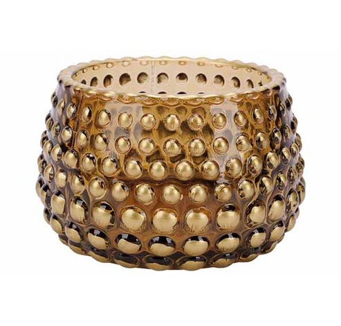 Theelichthouder Golden Dots Donkergroen 8x8xh6cm Glas  Cosy @ Home