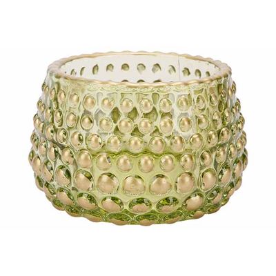 Theelichthouder Golden Dots Groen 8x8xh6 Cm Glas  Cosy @ Home