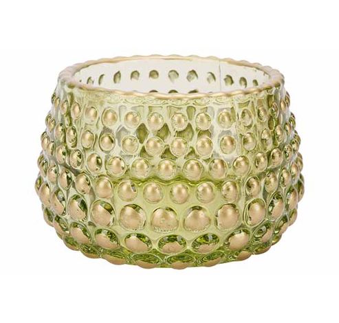 Theelichthouder Golden Dots Groen 8x8xh6 Cm Glas  Cosy @ Home