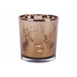 Theelichthouder Deers Bruin 7x7xh8cm Gla S 