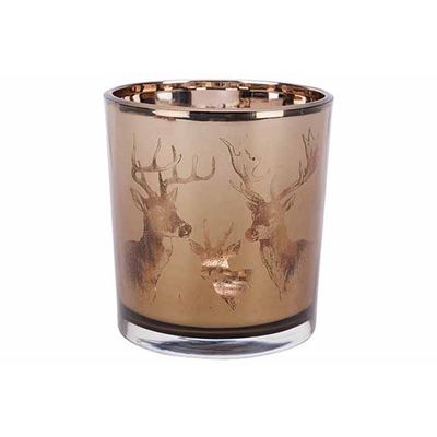 Theelichthouder Deers Bruin 7x7xh8cm Gla S  Cosy @ Home